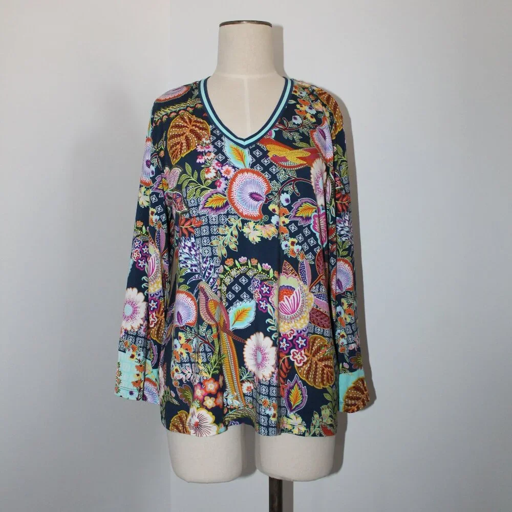NWT Johnny Was Biya JWLA The Janie Favorite V-Neck Top Kimono Slv Top T-Shirt